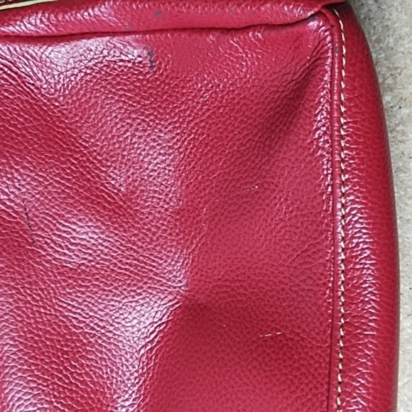 Hype Red Pebbled Leather Bag With Green Trim - Picture 12 of 13